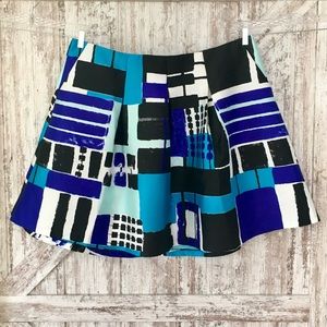 Lane Bryant Blue Geometric Painted-Look Skirt